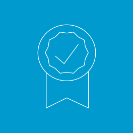White patient comfort icon on a blue background