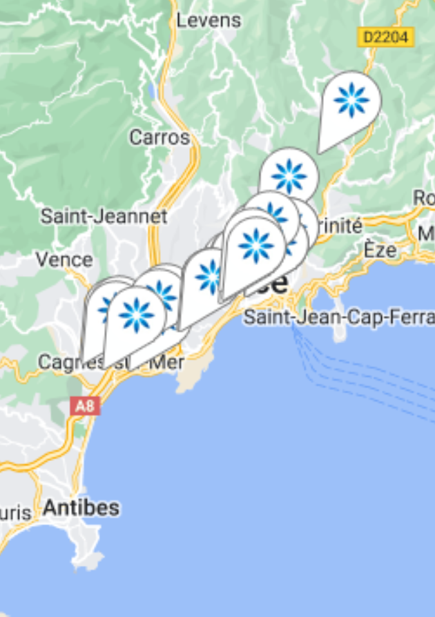 Carte des fournisseurs Invisalign® à Nice