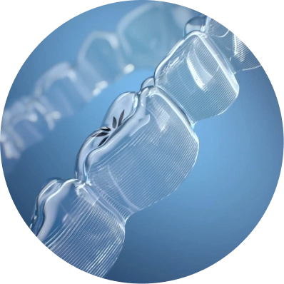 Sample of Invisalign® aligners on blue background