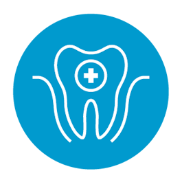 Sagoma di un dente sano su sfondo blu