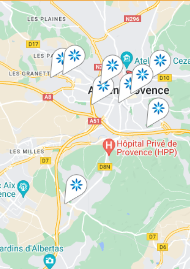 Carte des fournisseurs Invisalign® à Aix-en-Provence