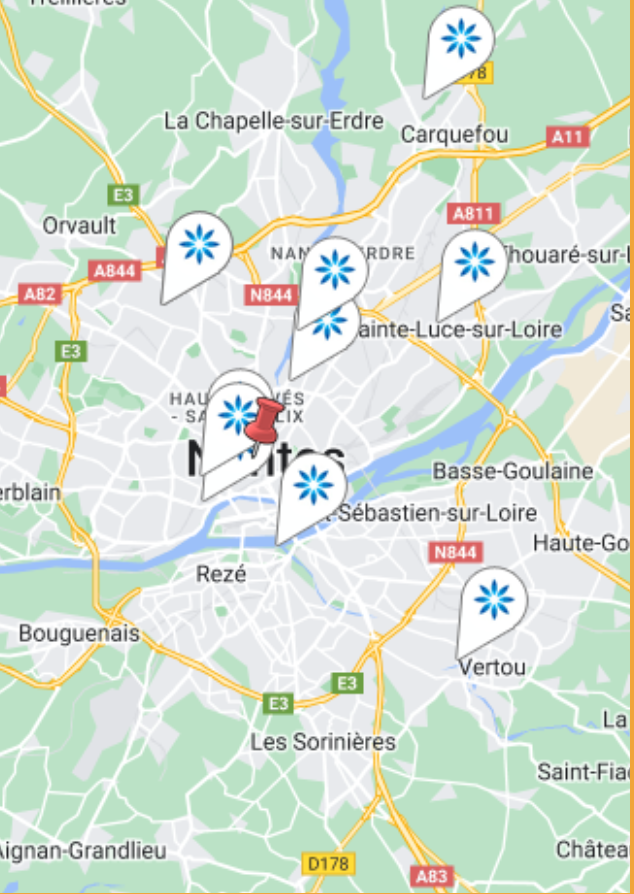 Carte des fournisseurs Invisalign® en Nantes