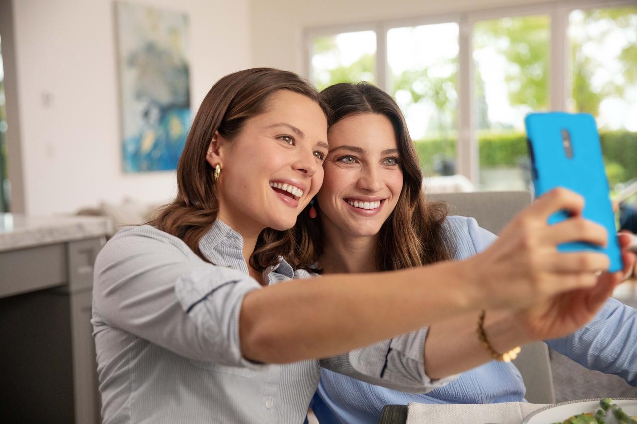 Two young girls taking a selfie