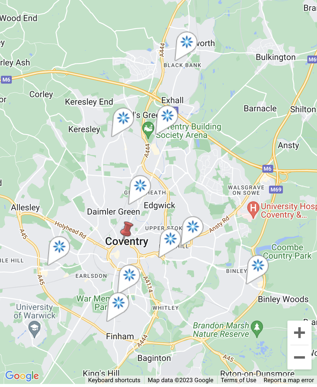Map - Invisalign® providers in Coventry