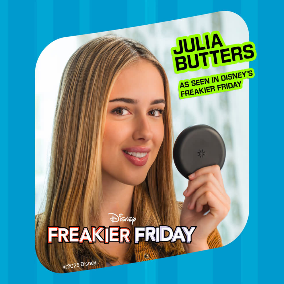 Julia Butters - as seen in Disney's Freakier Friday - holding an Invisalign aligners case