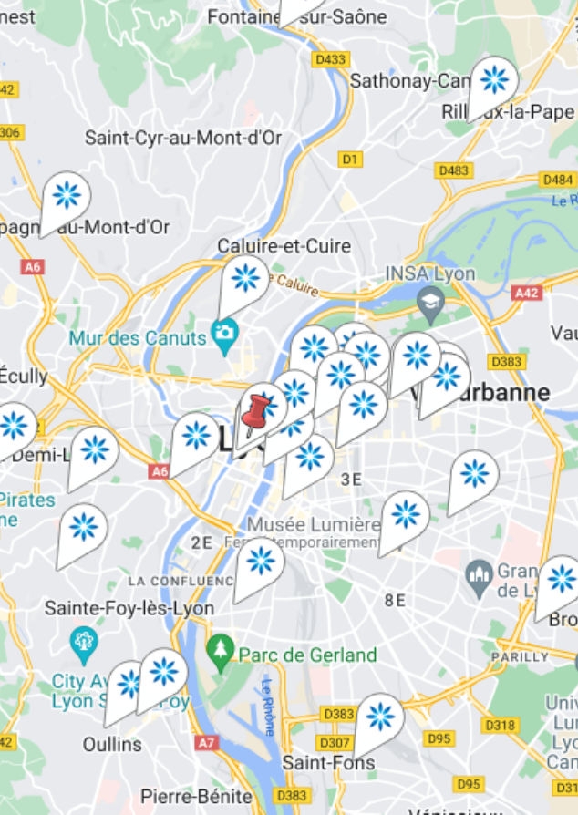 Carte des fournisseurs Invisalign® à Lyon