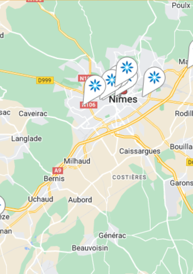 Carte des fournisseurs Invisalign® à Nîmes