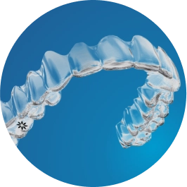 Sample of Invisalign® aligners on blue background