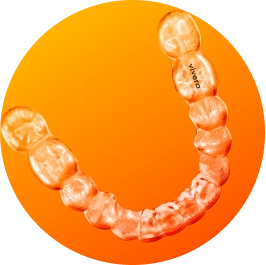 Sample of Vivera retainers on an orange background