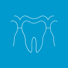 White patient comfort icon on a blue background