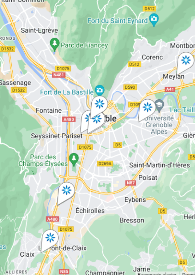 Carte des fournisseurs Invisalign® à Grenoble
