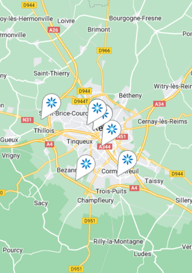 Carte des fournisseurs Invisalign® à Reims