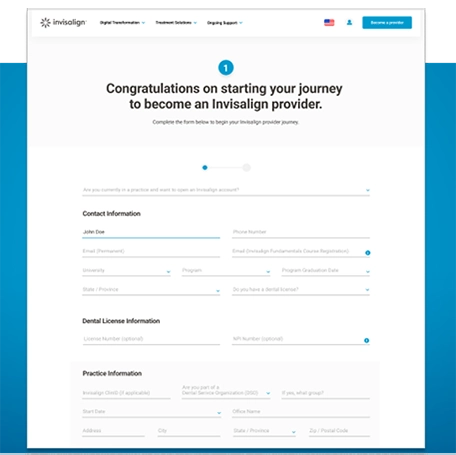 new provider journey form