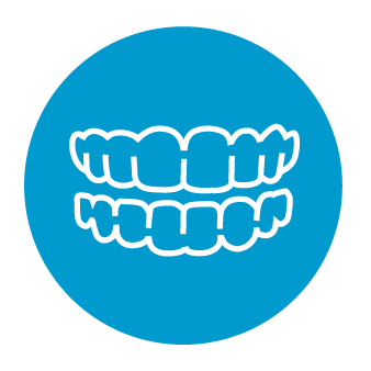 Invisalign® treatment white icon on blue background