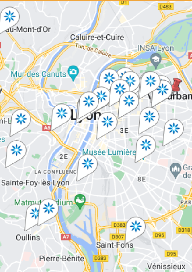 Carte des fournisseurs Invisalign® à Villeurbanne