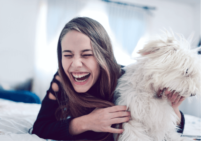 Teen Beautiful Smile with her dog