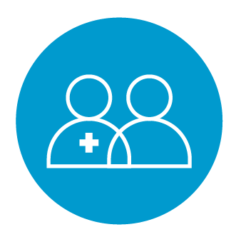 Blue doctor and patient icon