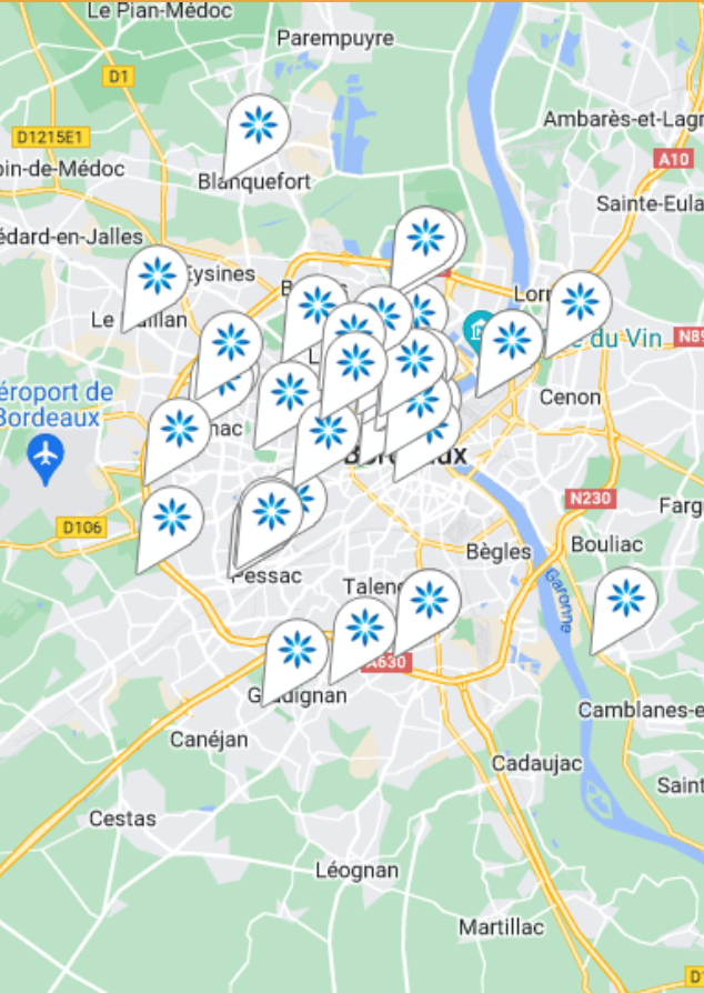 Carte des fournisseurs Invisalign® à Bordeaux