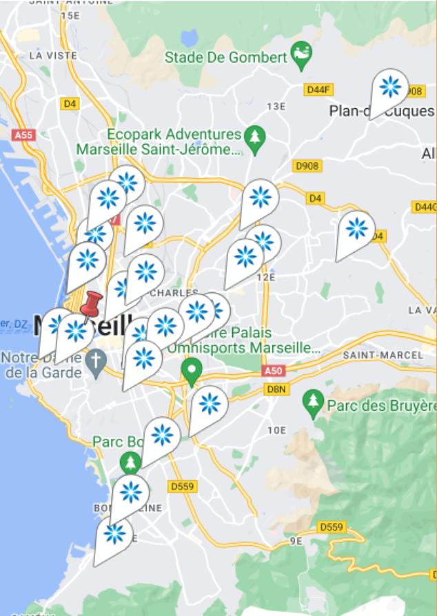 Carte des fournisseurs Invisalign® à Marseille