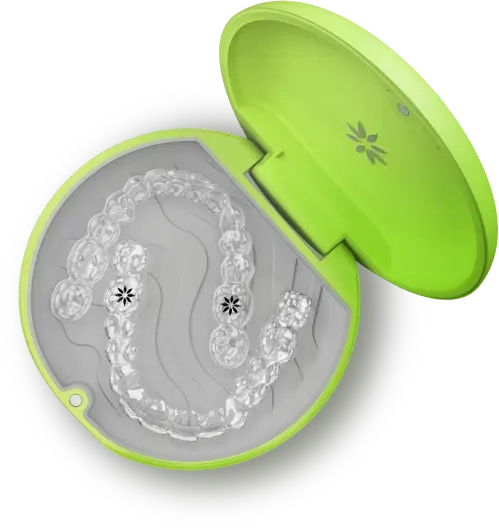 Invisalign® aligners in their case