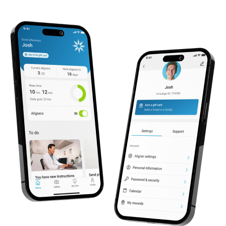 Patient dashboard view on a mobile phone