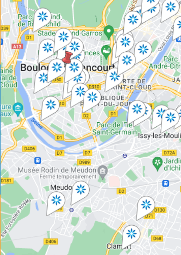 Carte des fournisseurs Invisalign® à Boulogne-Billancourt