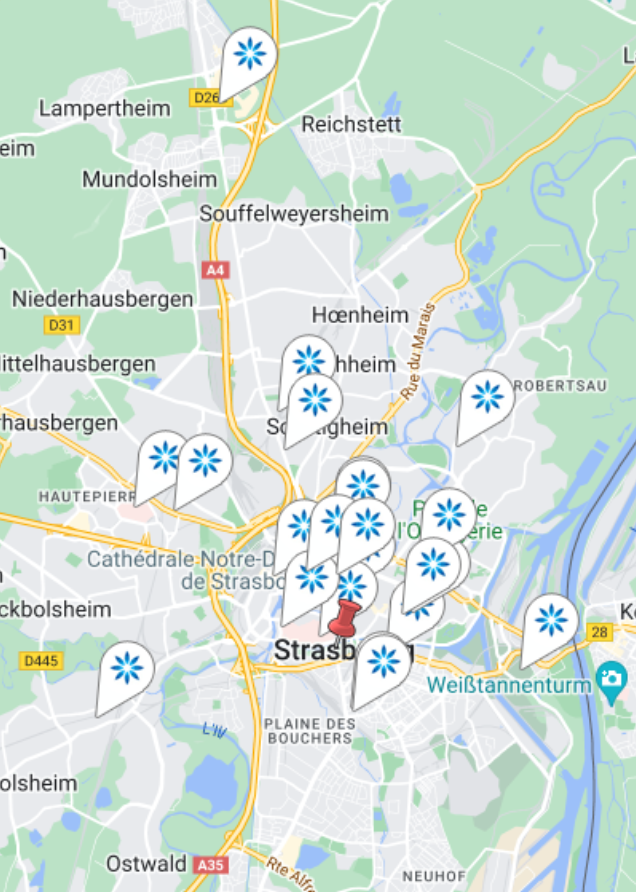 Carte des fournisseurs Invisalign® à Strasbourg