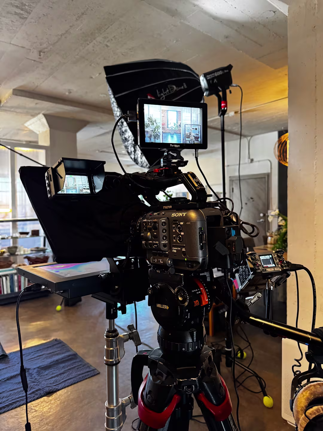 The Bureau Media crew filming a technology company executive interview with teleprompter support, helping tech and SaaS leaders communicate complex ideas clearly on camera in Silicon Valley.
