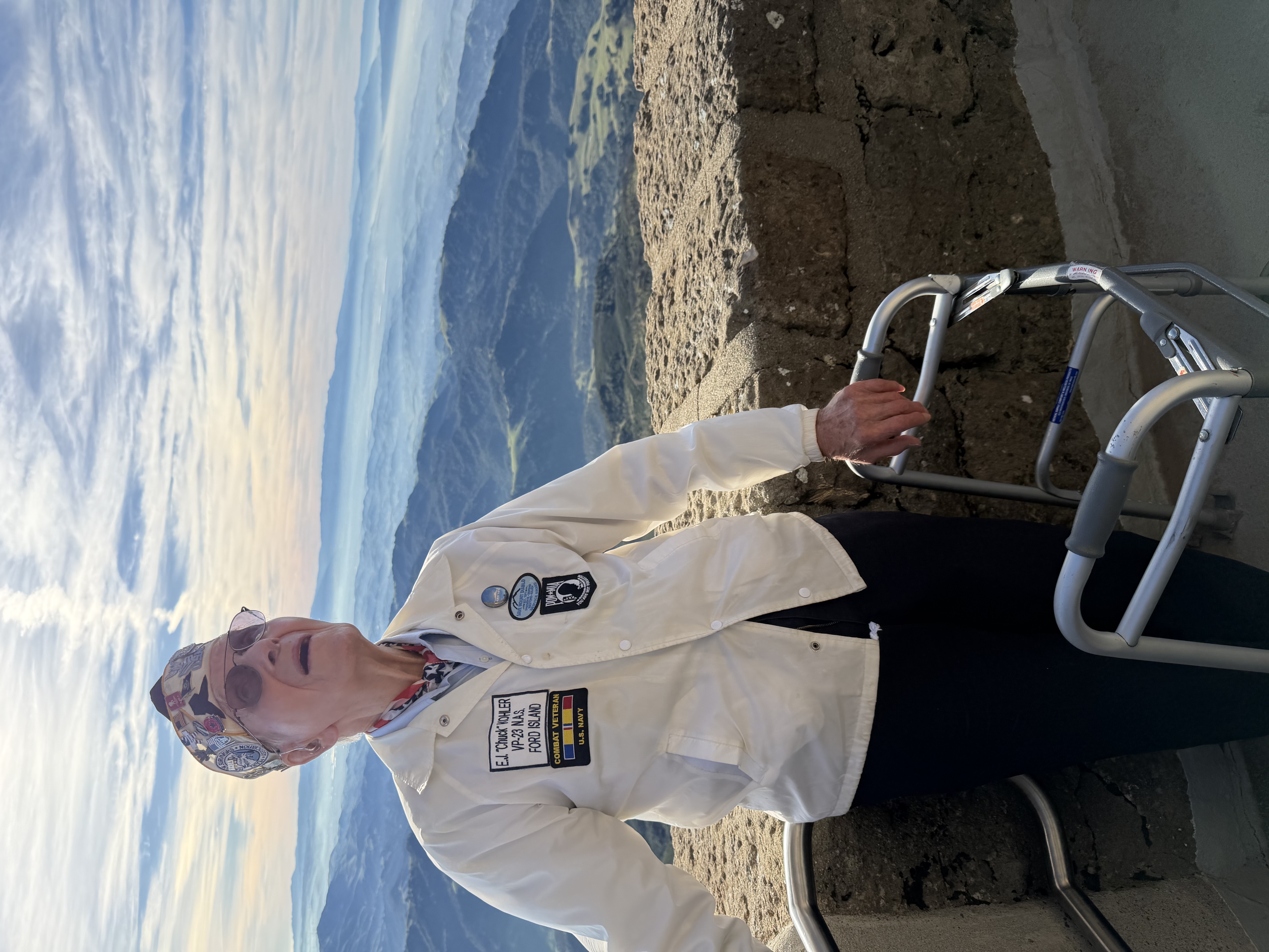 Pearl Harbor survivor Chuck Kohler looking out over the San Francisco Bay Area from the Mount Diablo summit at sunrise