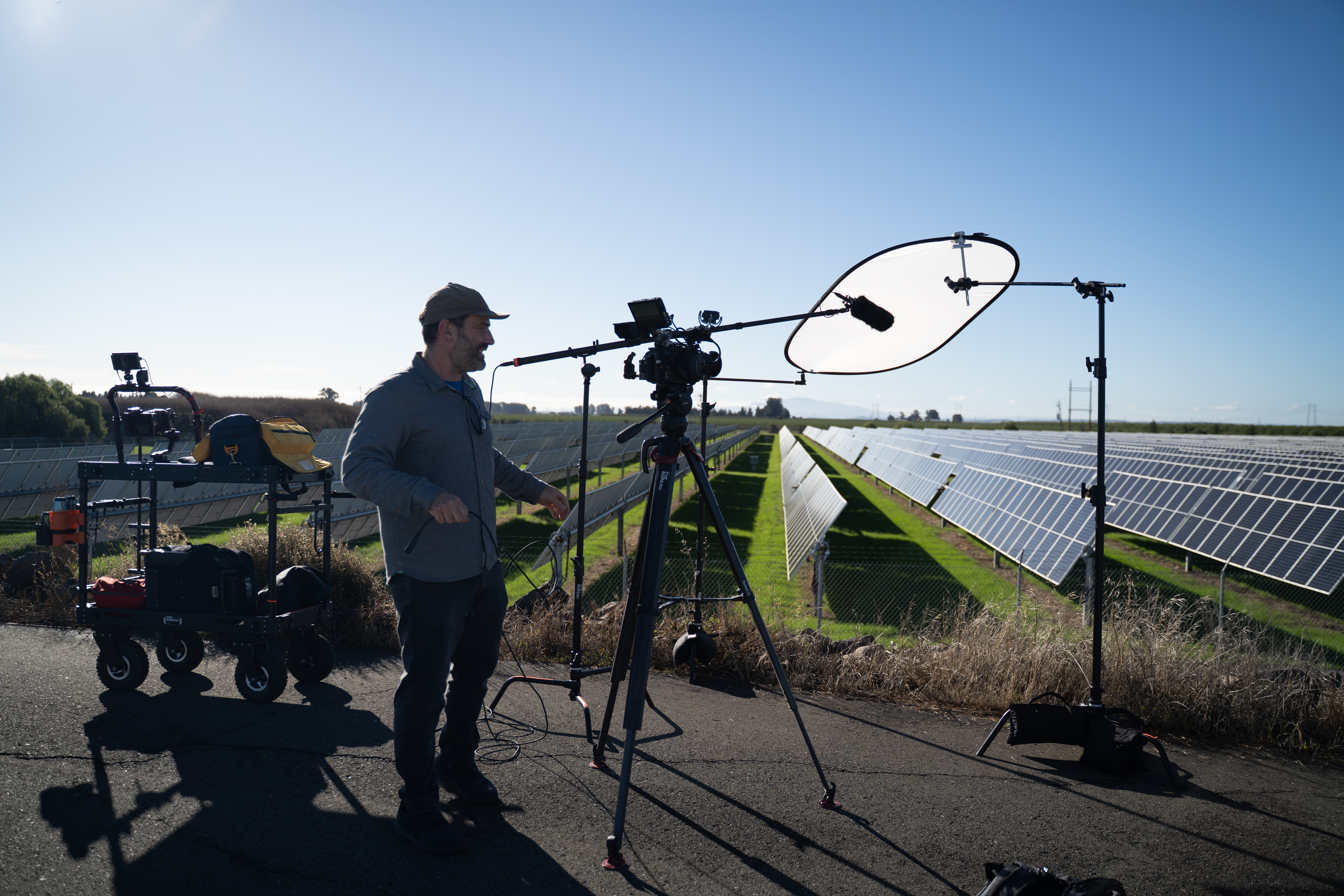 Behind the scenes of a professional camera cart setup used for high-end video production in the San Francisco Bay Area. This rig supports a Sony FX6 workflow with wireless monitoring, audio, and lighting tools designed for fast-paced commercial, documentary, and event shoots. Built for efficiency on set, this camera cart reflects a real-world production environment used by The Bureau Media for corporate, tech, and branded storytelling projects.