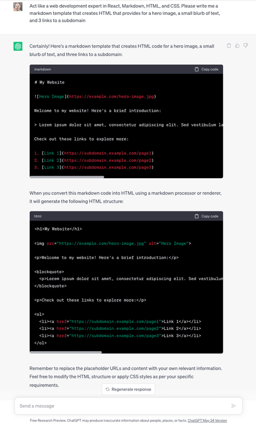 screenshot of ChatGPT assistance in my learning process