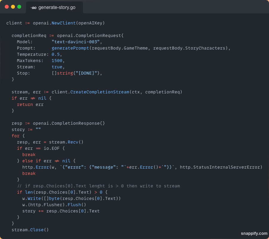 code to call OpenAI
