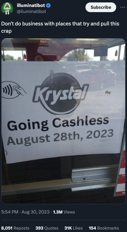 Krystal Going Cashless