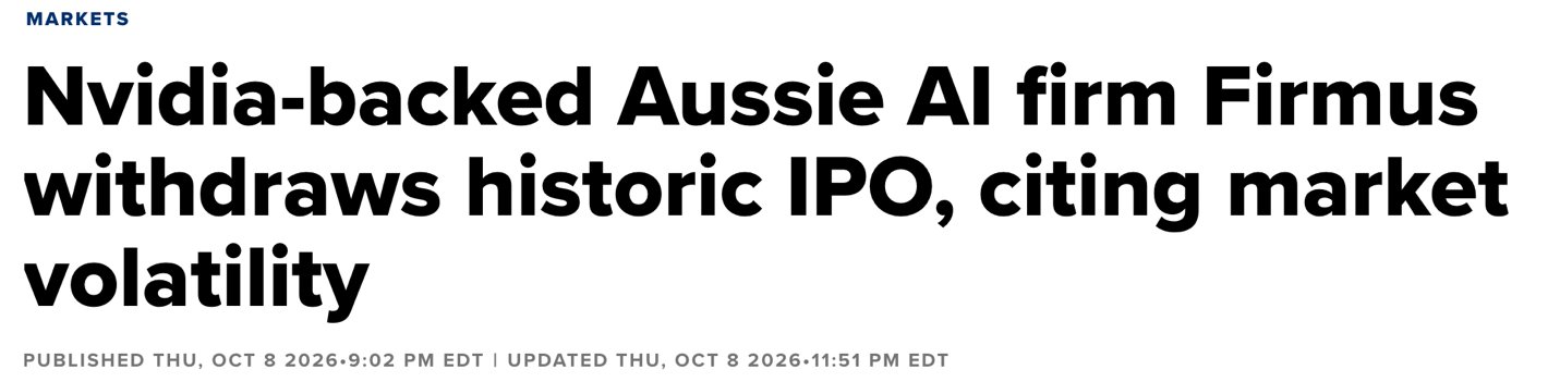 Nvidia-backed Aussie AI firm Firmus withdraws historic IPO, citing market volatility