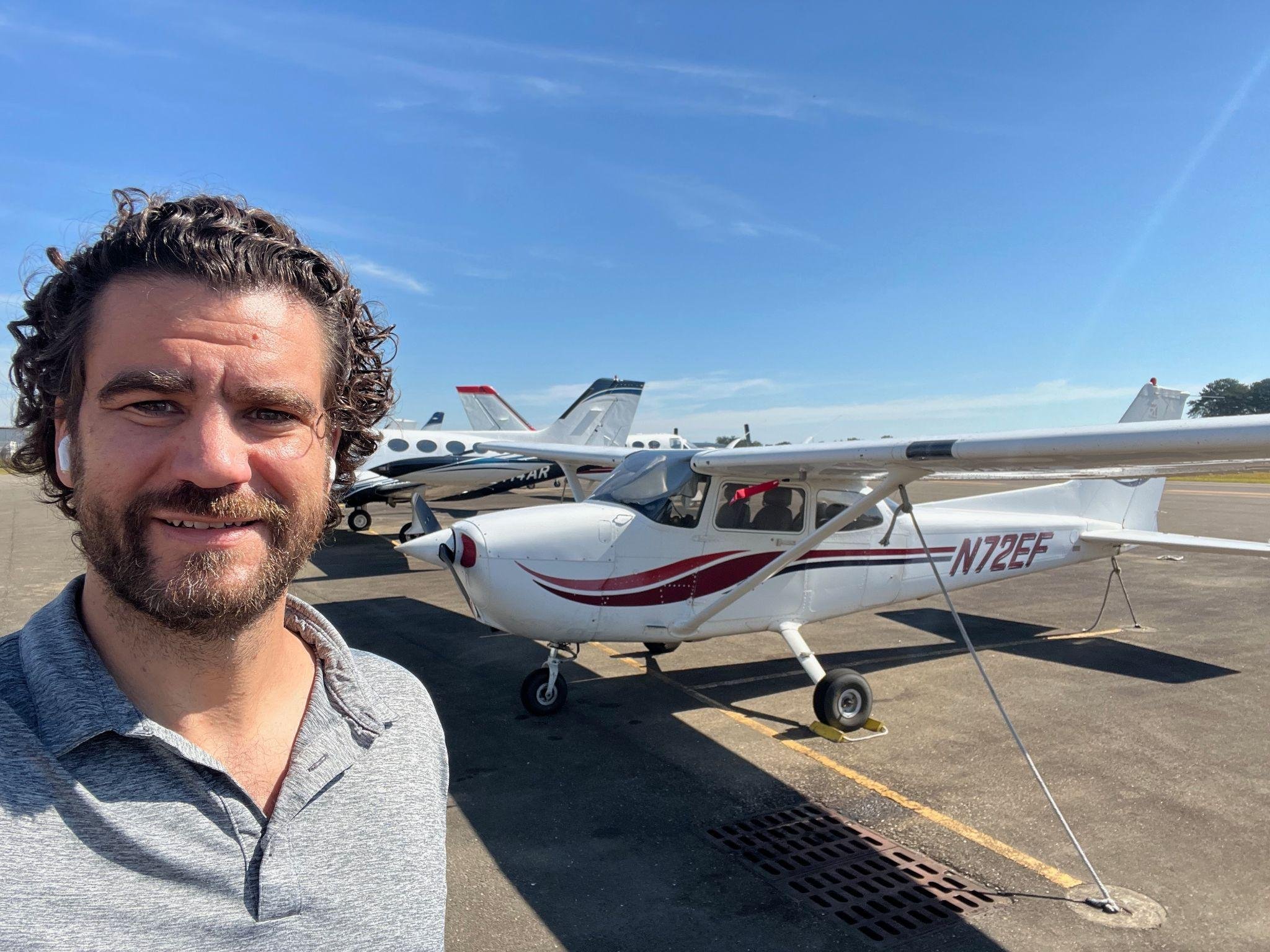 Zach outside plane