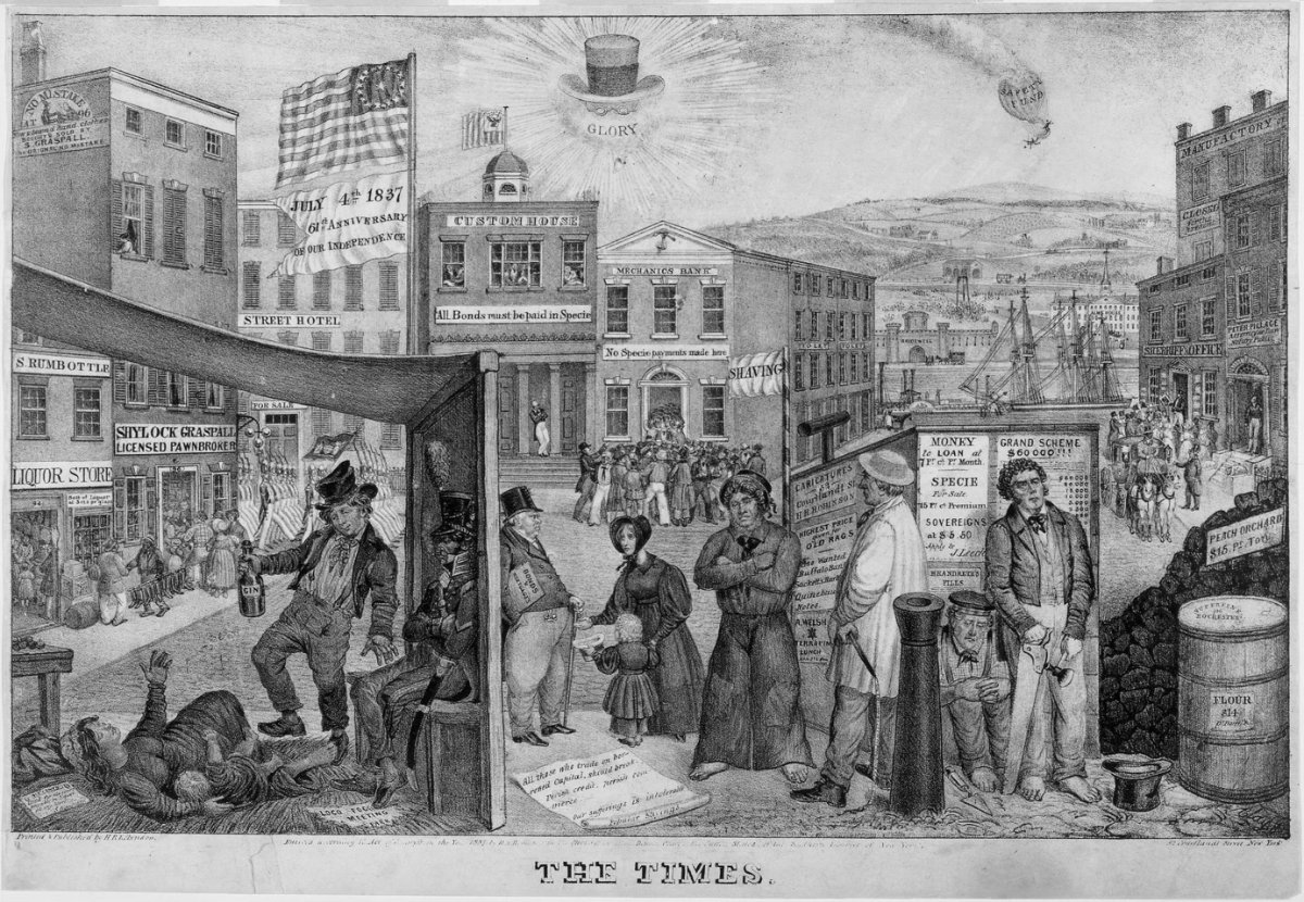 Archival illustration depicting the Panic of 1837