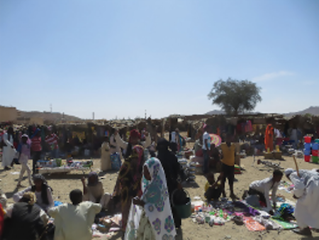 Eritrean town and market square; not a power line or light bulb in sight. BWK photo. 