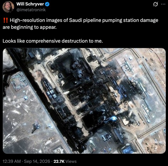 Saudi pipeline damage tweet