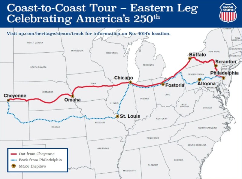 Big Boy route map. Credit Union Pacific Railroad.