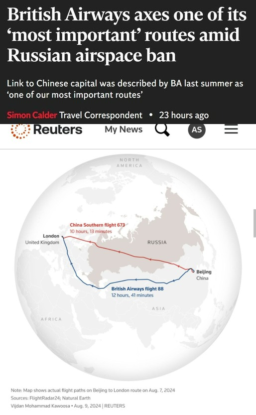 british airways axes one of its most important routes amid russian airspace ban