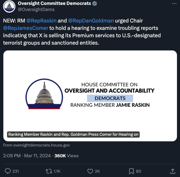 Oversight Committee Democrats Tweet