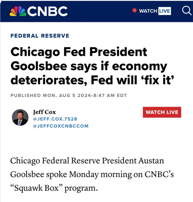 chicago fed president goolsbee says if economy deteriorates, fed will fix it