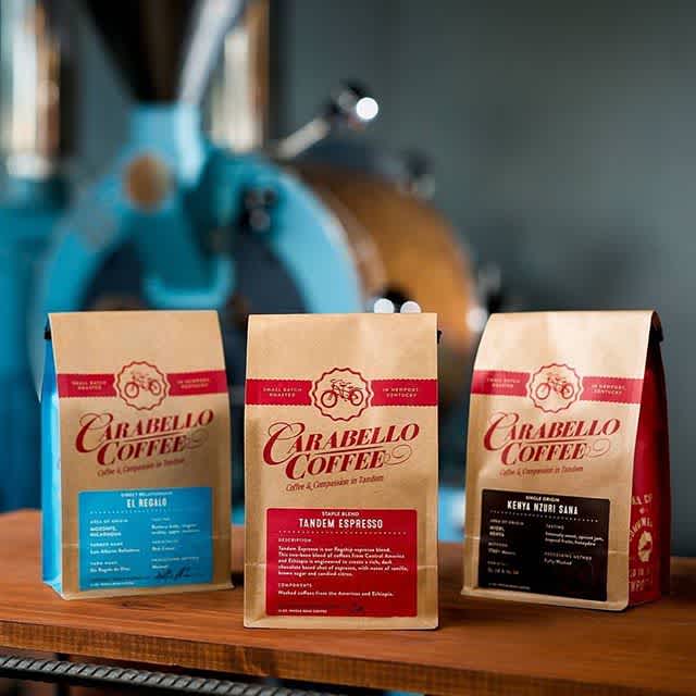 Excited about this #awesome #packaging launched today @carabellocoffee, keeping their #specialtycoffee fresher longer and telling their #oneofakind #NewportKY #tandembikesrule #coffeeandcompassion #printpackaging 📷: @carabellocoffee