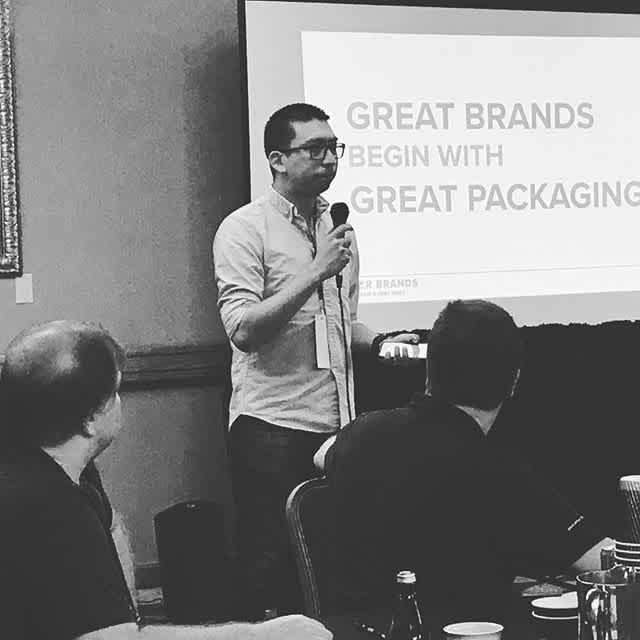 Marc Marquez sharing insights on how to elevate your brand with #packaging @goldenbean.northamerica #GBNA17 #coffeepackaging #customcoffeebags #coffeepackagingprinting
