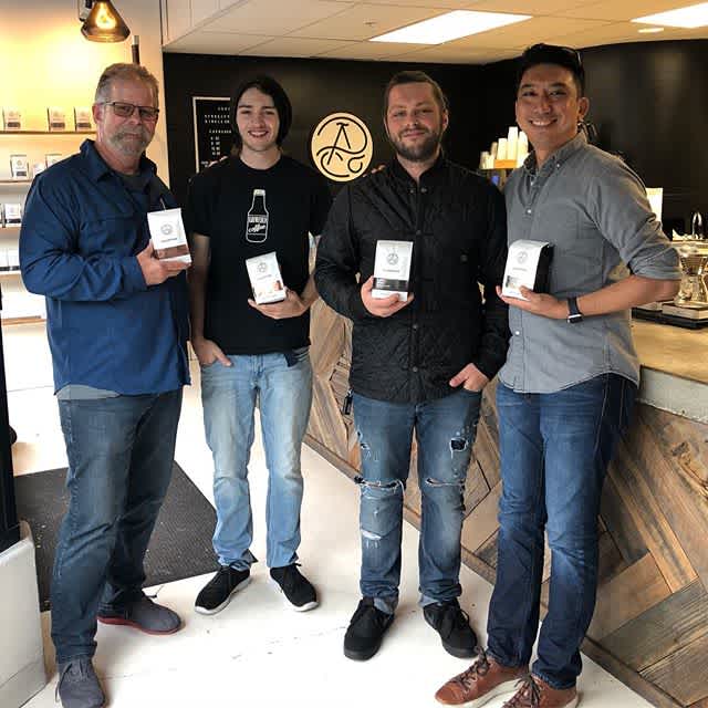 Catching up with Aaron and Austin @algorithmcoffeeco #specialtycoffeeroaster #craftedinberkeley #coffeepackaging #customcoffeebags