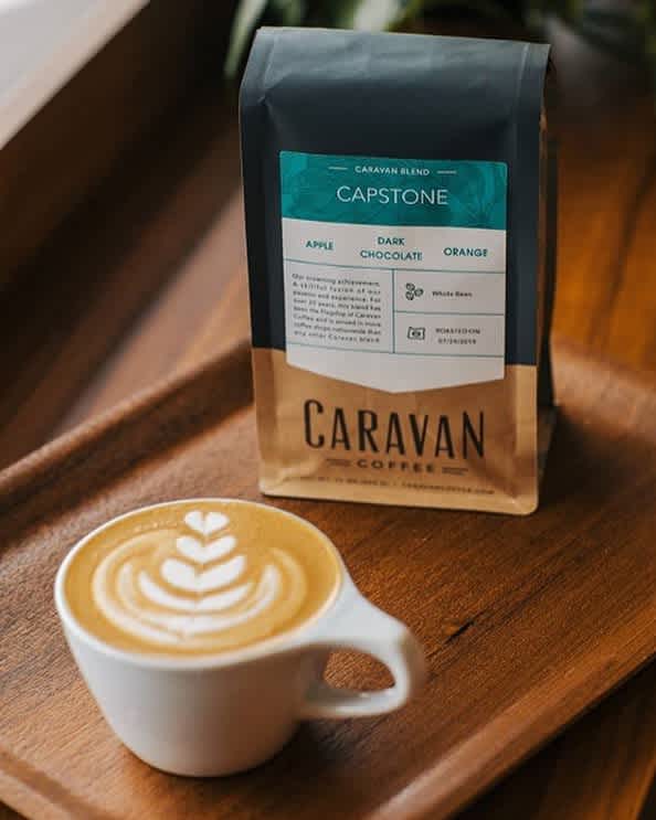 Sourced, roasted &amp; brewed with intention @caravan_coffee #caravancoffee #specialtycoffeeroaster #coffeepackaging #customcoffeebags 📷: @caravan_coffee
