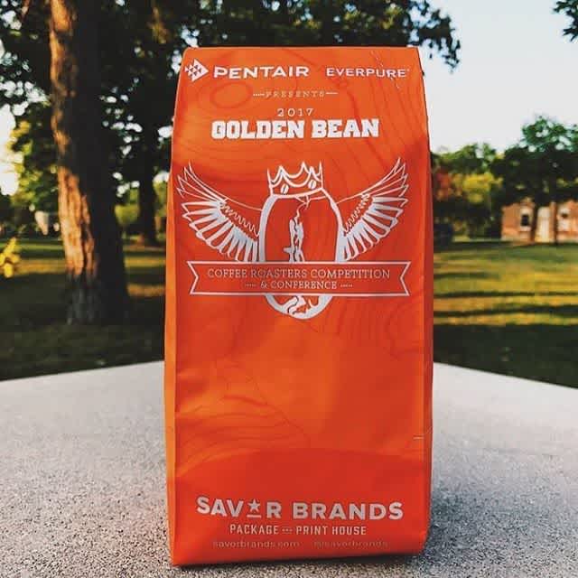 Excited to be @goldenbean.northamerica in #PortlandOregon! #coffeepackaging #customcoffeebags #coffeepackagingprinting 📷: @reprisecoffeeroasters
