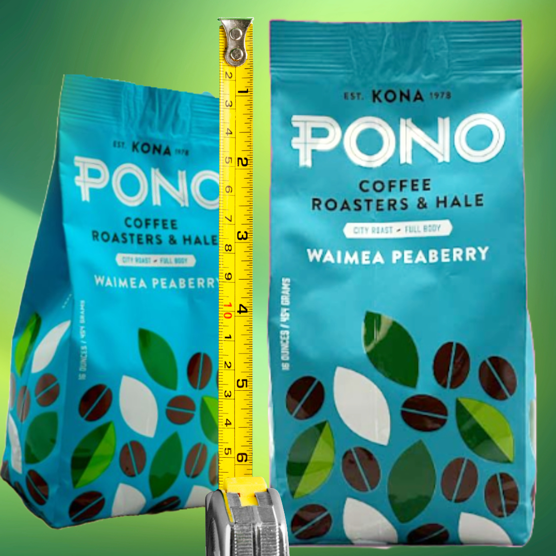 Pono Coffee Blue Bag Custom Packaging Dimensions 