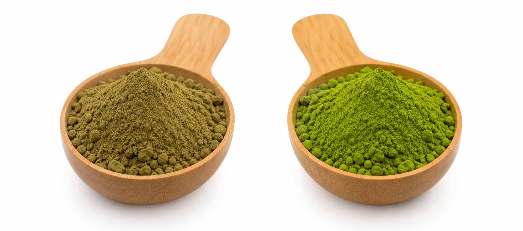 Wooden scoops filled with powders