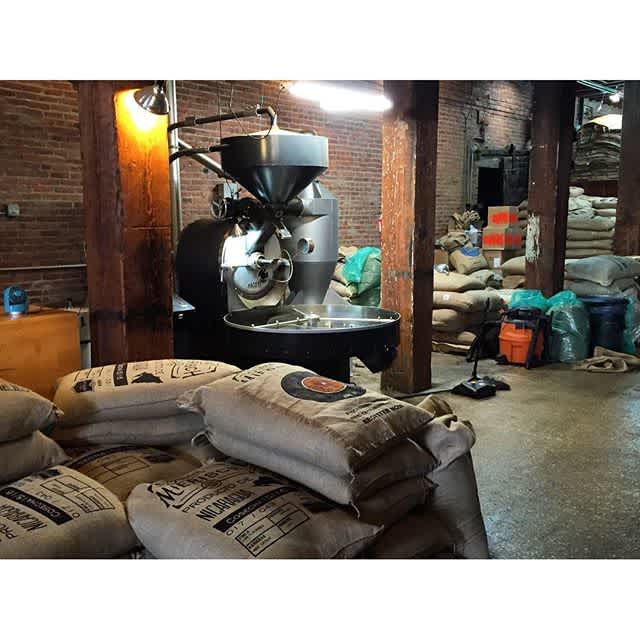 @pulleycollective in Brooklyn showing us their roaster! Artisan coffee made great. ☕️☕️☕️ #savorbrands #pulleycollective